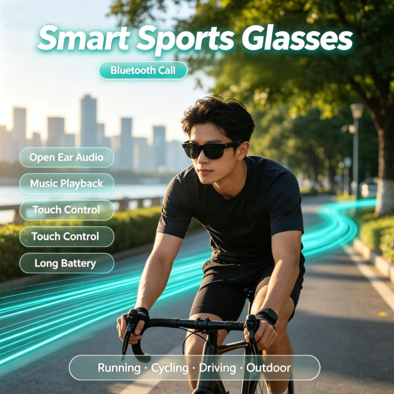 Audio To Music - Slimme sportbril met open oor-audio, Bluetooth-oproepen,