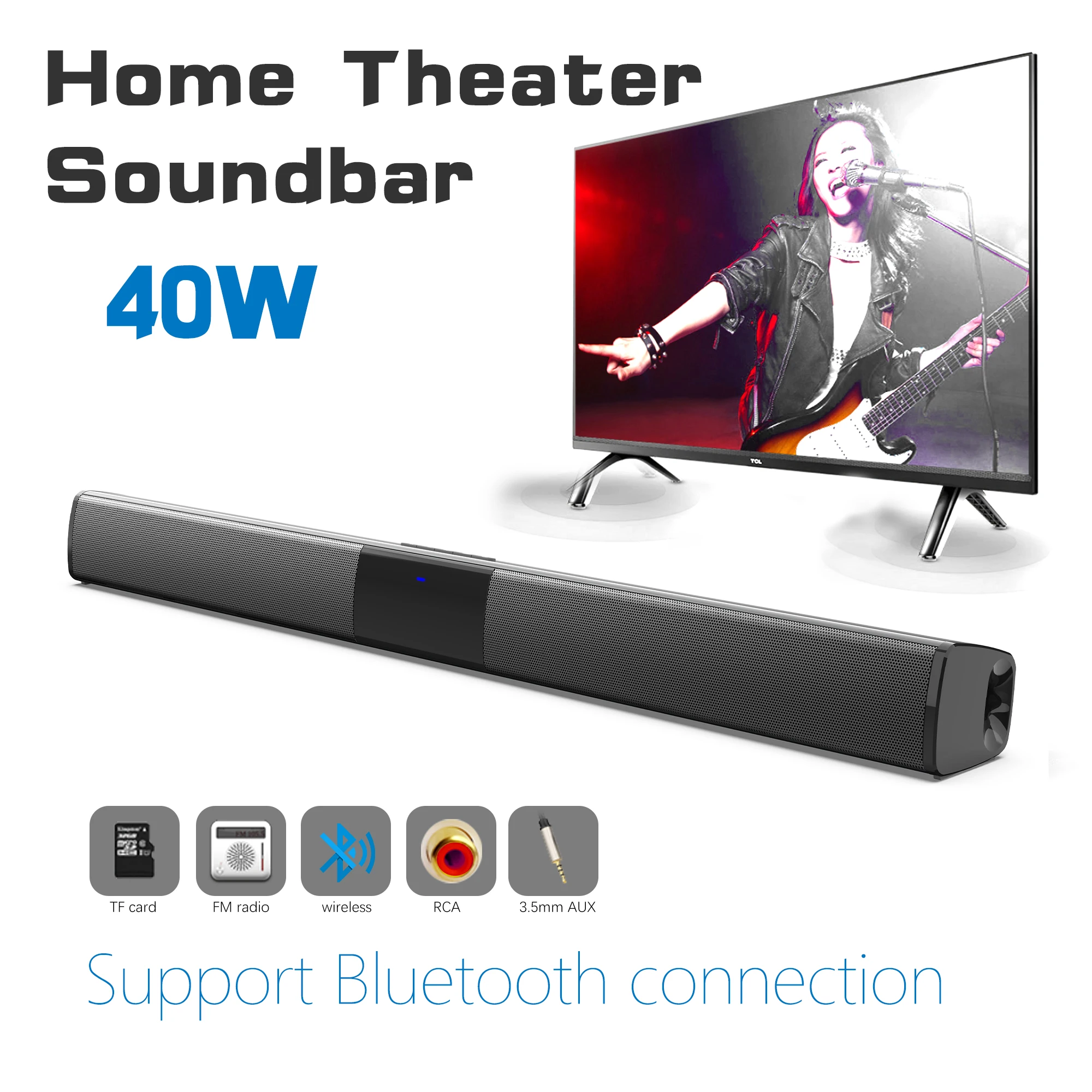 Audio Music System For Home - 40W High Power Soundbar voor TV