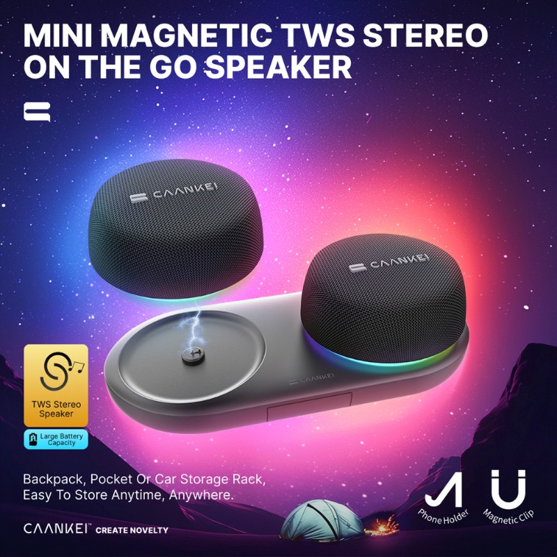 Audio Music Spotify - Magnetische Bluetooth-speaker met RGB-verlichting, TWS-koppeling, draagbare